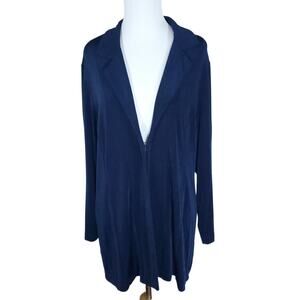 Chico's Travelers Sz 2 Blue Jacket Long Sleeve Easycare Wrinkle Free Chicos L 12